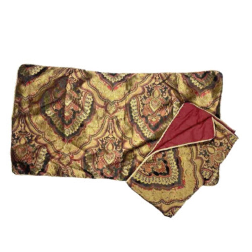 Chezmoi Luxury Pair of Shams King Pillowcases Gold Burgundy Black Bedding 2